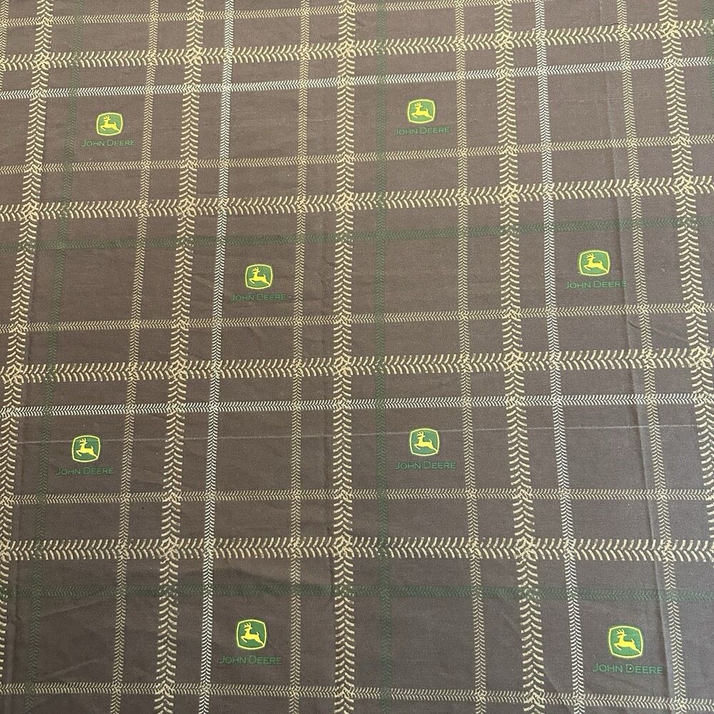 John Deere Cotton Fabric Vintage 1 Yard 36" X 36" John Deere Plaid Brown